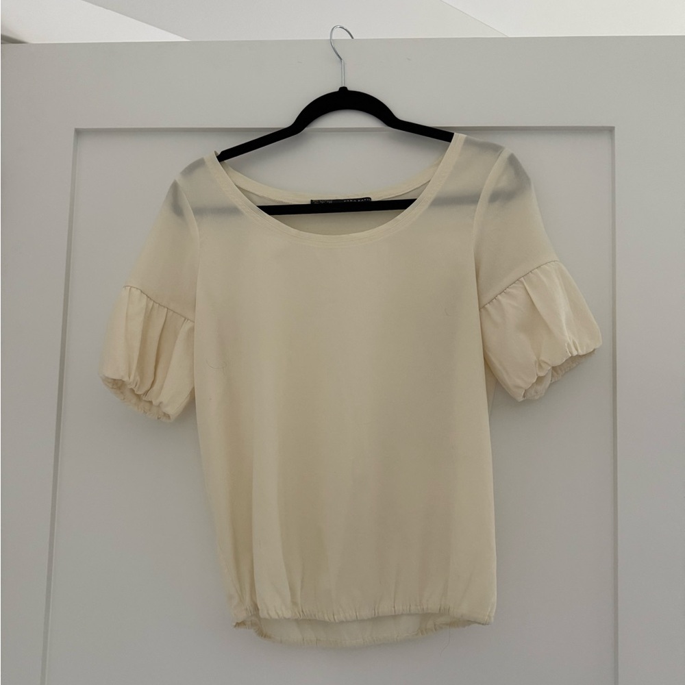 Zara Cream Puff Sleeve Blouse